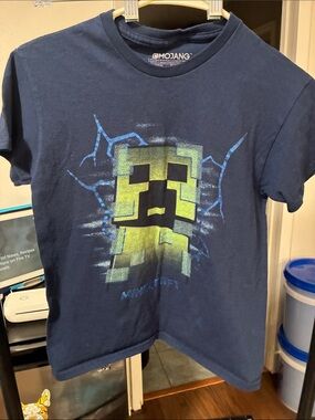 Mojang Kids' Navy Short-Sleeve Minecraft Creeper Tee